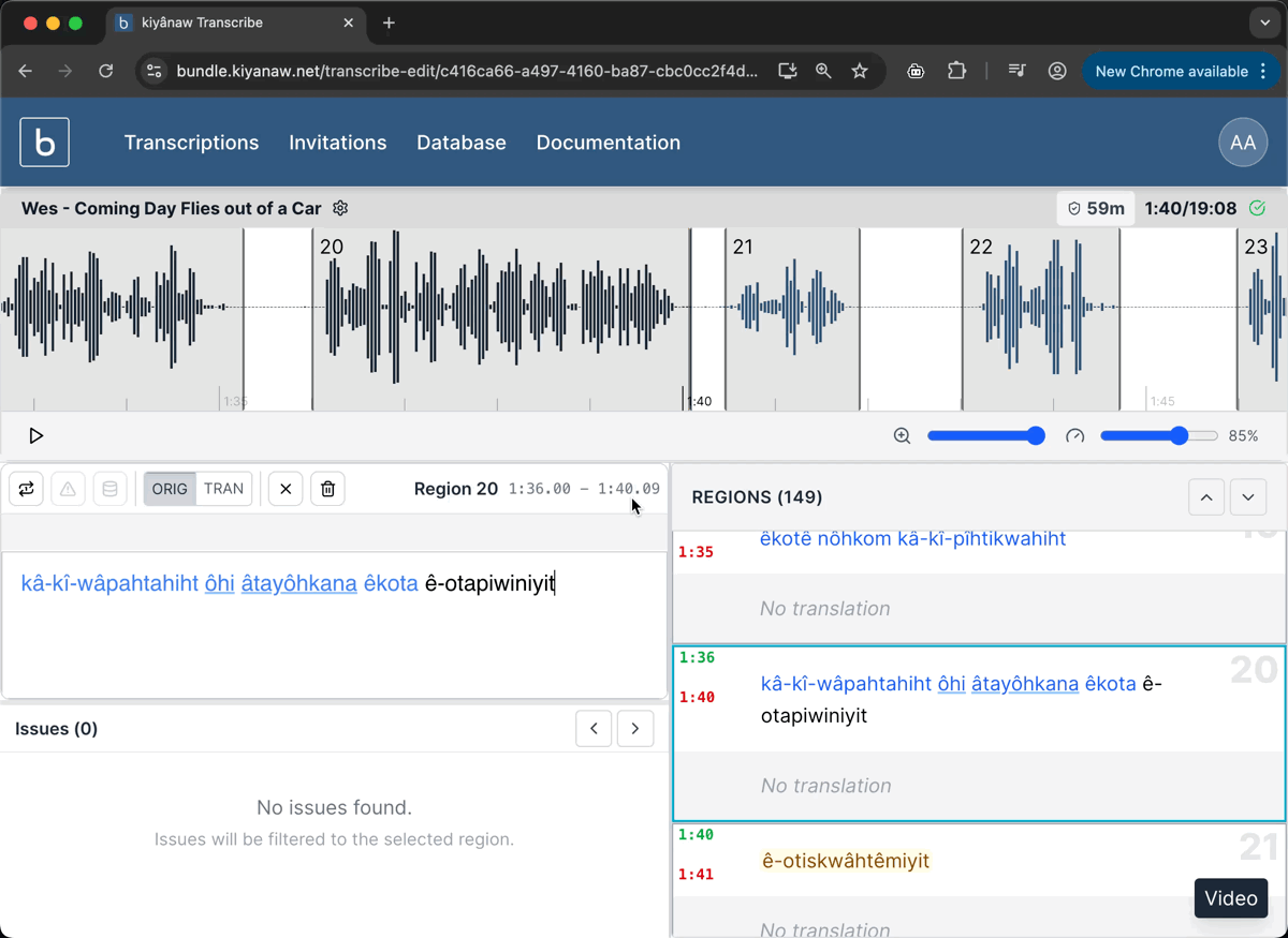 Language Database button